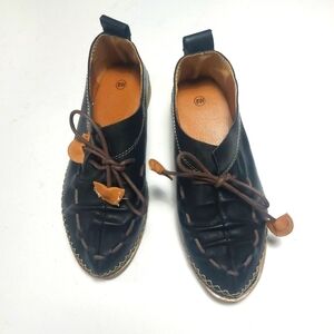 Black Leather Slip-on Loafers Size 8W NWNT